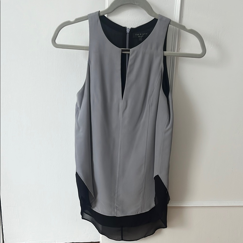 Rag & Bone Gray Asymmetrical Cut Out Tank Top